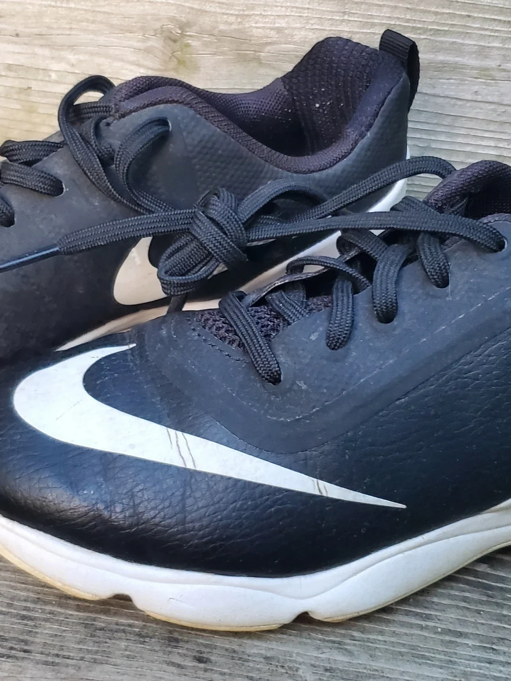 Nike Youth Golf Shoes Black with White Swoosh